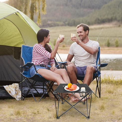 Small Folding Camping Table with 2 Cup Holders & Carry Bag, Rollup Beach Table for Outdoor Cooking, Picnic, and Party