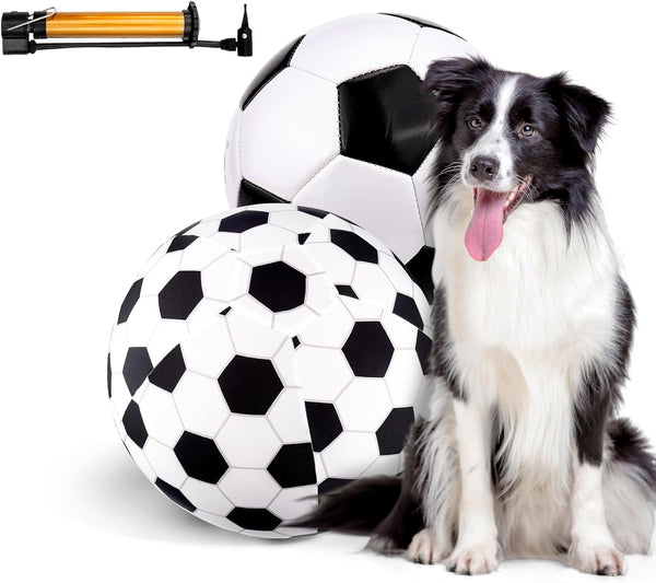 Juome Herding Ball for Dogs, 8" Dog Herding Balls with Soccer Cloth Cover and Hand Pump for Small & Medium Dogs