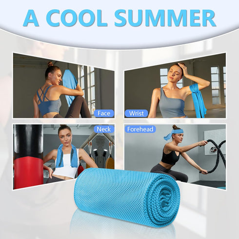 PAWPRO 4 Packs Cooling Towels for Neck and Face, Soft Breathable Gym Towels with Waterproof Bag & Carabiner