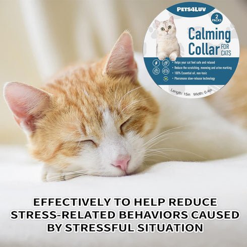 Calming Collar for Cats - Pheromone Calm Collars for Anxiety Relief, Adjustable Waterproof 2 Pack for Small Medium Large
