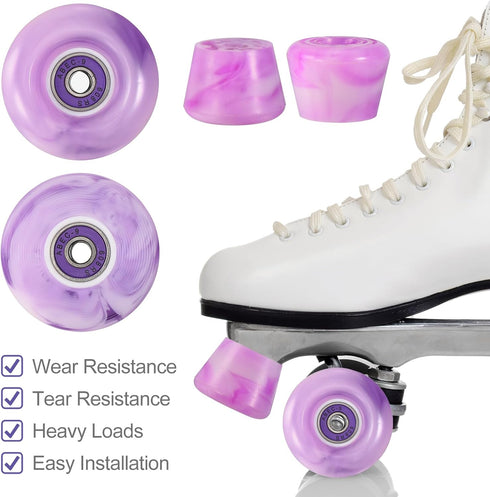 PATIKIL 8 Pack Roller Skate Wheels 58mmx32mm, Quad Roller Skate Wheels with ABEC-9 Bearing & 2 Toe Stoppers