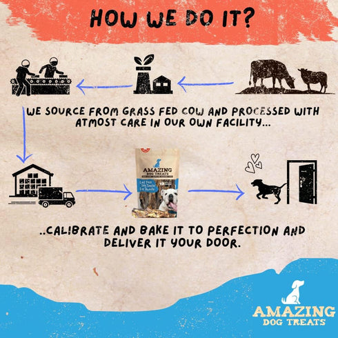 Amazing Dog Treats - Mega Thick Beef Lung Jerky Rewards | 100% Natural, High-Protein, Low-Fat, Grain-Free (10 Pc/Pk)