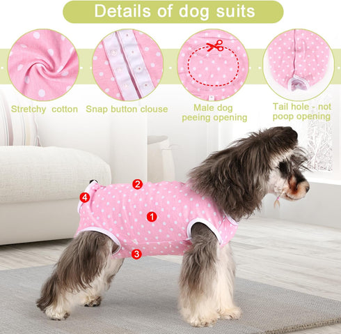 Etdane Dog Diapers Sanitary Panties for Male and Female Dogs, Physiological Period Shirts, Pink Polka Dots/L