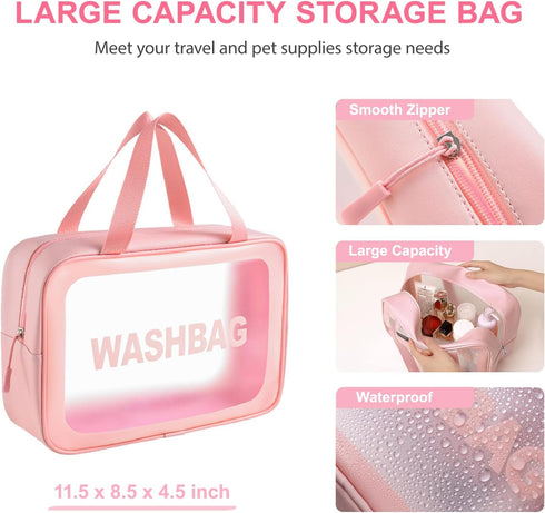 6PCS 39.7" 20.5" Pink Dog Washing Kit with Dog Brush, Shampoo Brush, Bath Scrubber,Washing Gloves, Towel and Big