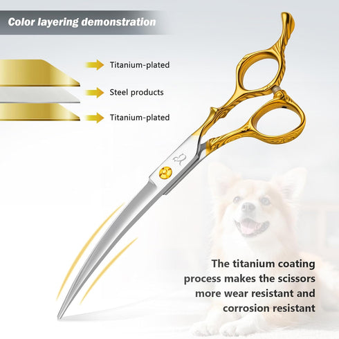 4 1 Dog Grooming Scissors,Chunkers Shears and Thinning Shears with Safety Round Tips, Sharp and Comfortable in Dog