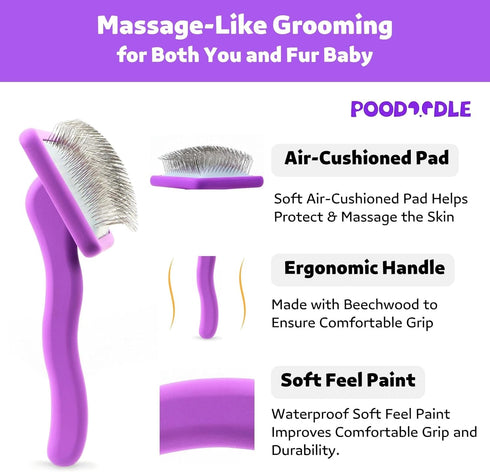 Dog Slicker Brush, Best for Poodles, Doodles, Long Haired Dogs, Perfect for Dematting & Detangling, Large