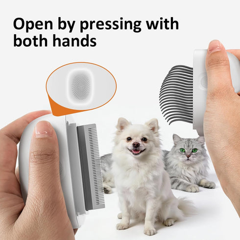 2-in-1 Cat Comb - Soft Pet Brush for Grooming, Metal Flea Comb for Hair Removal & Detangling Mats, Portable Comfortable