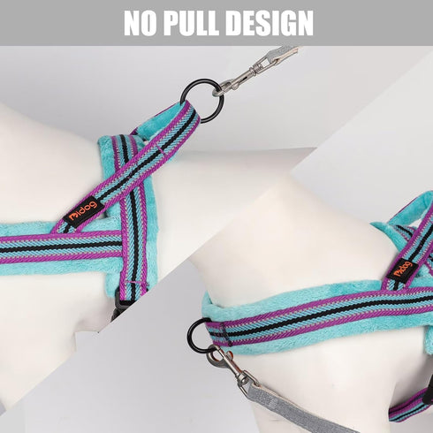 Didog Soft Flannel Padded Dog Vest Harness, No Pull Reflective Strap for Training Walking (XS:Chest 15-18")