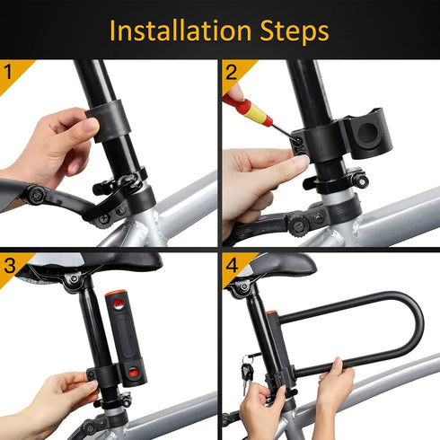 Heavy Duty Bike U Lock 16mm with 3 Keys for Road and Mountain Bikes