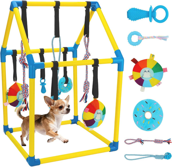 KAINUM Puppy Play Gym with Hanging Toys, Dog Indoor Jungle Gym as Activities