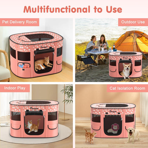 600D Dog Playpen, Portable Pet Cat PlayPen, Oxford Dog Kennel Tent Crate, Breathable&Waterproof, Outdoor Indoor Travel