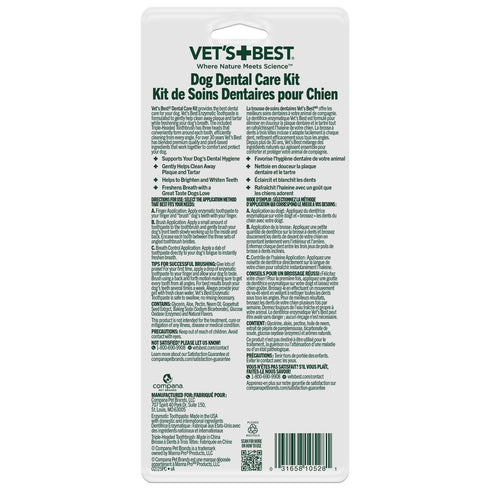 Vet's Best Dog Toothpaste & Dog Toothbrush, Dental Kit, Plaque Remover for Teeth, Whitens Teeth, Freshens Canine