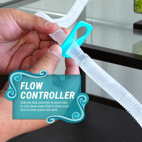 TERA PUMP Exceptionally Long Hose, 120 in, Water Flow Controller with Two Filter Nozzles for Aquarium Gravel