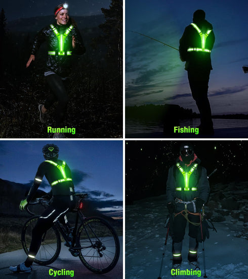 High Visibility LED Light Up Reflective Running Vest for Runners, Night Walking, Rechargeable with Adjustable Waist