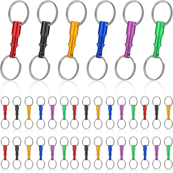Yinkin 30 Pack Quick Release Detachable Pull Apart Keychain Rings, Bulk Multicolor