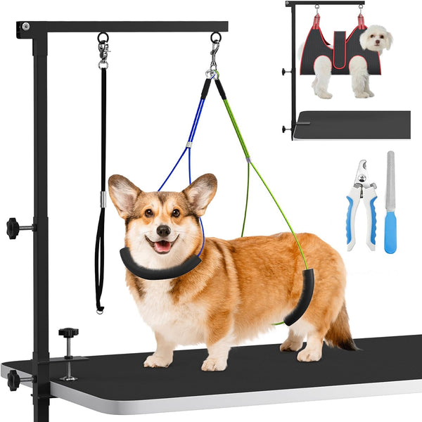 Dog Grooming Arm with Clamp,35" Pet Grooming Hammock Table Arm with Adjustable