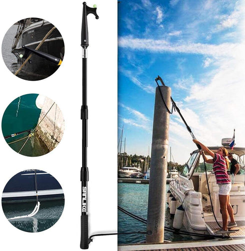 SANLIKE Boat Hooks for Docking, Telescoping Extension Pole Hook with Luminous Bead, Lightweight