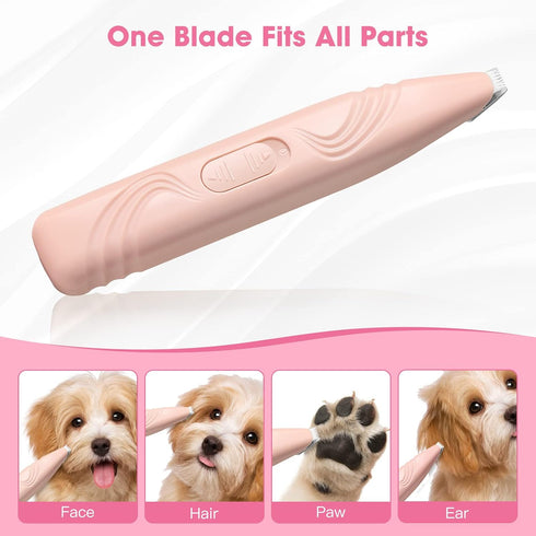 WIKLOO Trimmers, Dog Paw Cat Paw Clippers Low Noise Cordless Electric Mini Pet Clippers for Small & Medium Pets (Pink)