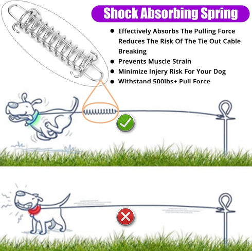Jenico 100 FT Dog Tie Out Cable with Swivel Hook, Outdoor Tether for Small to Medium Pets, Rust-Proof Training Line