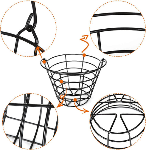 Golf Ball Metal Range Basket 2 Pack | Container Holds 50 Balls | Golf Ball Bucket with Handle
