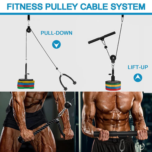Weight Cable Pulley System - Gym LAT Pull Down and Lift Weight Pulley System Cable Machine Pulley Attachment
