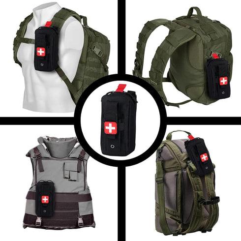 GINZER First Aid Bag EMT Pouch Molle IFAK, Small Empty Tactical Trauma Kit, Medical EDC Emergency Survival Pouch
