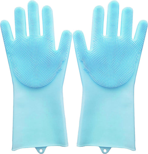 Silicone Bathing Gloves for Dogs, Cats, & Most Animals – Long Sleeve Grooming Glove with Foam Scrubbing Bristles