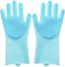 Silicone Bathing Gloves for Dogs, Cats, & Most Animals – Long Sleeve Grooming Glove with Foam Scrubbing Bristles