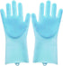 Silicone Bathing Gloves for Dogs, Cats, & Most Animals – Long Sleeve Grooming Glove with Foam Scrubbing Bristles