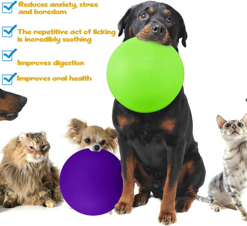 2 Pcs Silicone Dog Lick Bowl: Interactive Slow Feeder Bowls for Oral Health, Anxiety Relief, Green, Purple, Bone