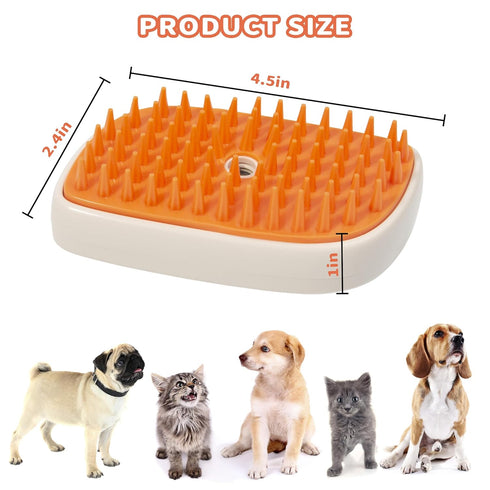 3 in 1 Steam Cat Hair Brush - Spray, Massage, Bath Cleaning for Dogs and Cats, Soft Silicone Brush, Self-Cleaning