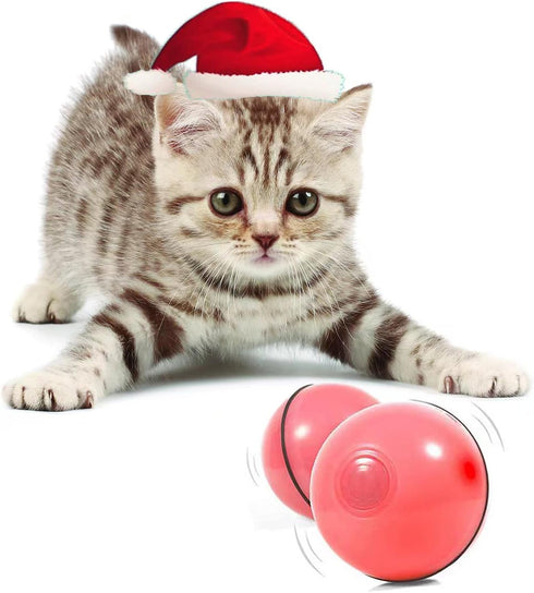 YOFUN Smart Interactive Cat Toy - Upgraded 360 Degree Self Rotating Ball, Pink USB Rechargeable Pet Toy with LED Light
