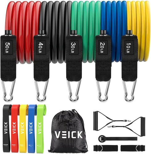VEICK Resistance Bands for Working Out, Exercise Bands with Handles for Men and Women, Fitness Weights at Home