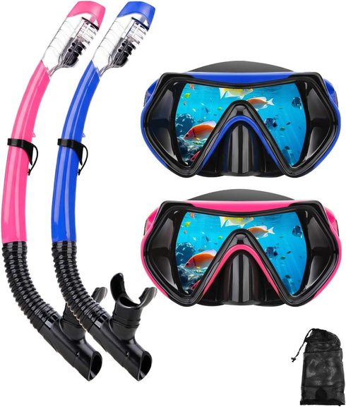 Snorkeling Gear for Adults, Dry Snorkel Mask Set, Scuba Diving Snorkle mask