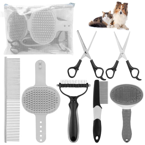 Pet Grooming Kit with Multiple Combinations, Shedding Slicker Brush, Bath Massage for Puppy, Kitten, Rabbit, Pet