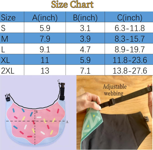 PetPhindU Cute Dog Bandana Cartoon Donuts Pet Dog Bib Neckerchief Cat Bandana Waterproof Pet Bib for Medium to Large