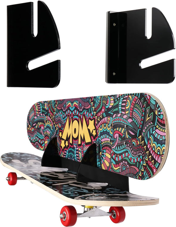 Skateboard Shelf Wall Mounted Storage Rack, Skateboard Bracket, Horizontal Space Saving Design, Bearing Skateboard Frame