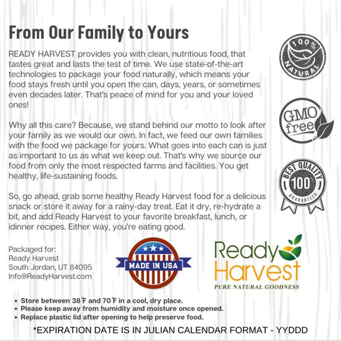#10 25-Year Ready Harvest Freeze Dried Food - Green Beans | Emergency Food | Camping Vegetables | Can | Shelf Life |
