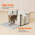 Pawque High Sides Large Cat Litter Box, Low Entry Open Top Foldable Portable Travel Cat Potty Pan with Litter Mat