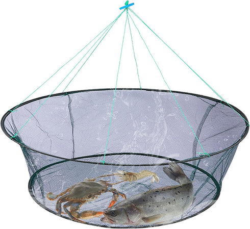 MOUNTTU Crab Net,Fish Trap Crab nets for Crabbing Portable Folding Fishing Fish Net with Thickened Rope for Minnows