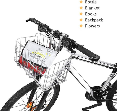 HOMEE Folding Rear Bike Basket - Wire Mesh Fold-Up Detachable Front Bag for Mountain Bike Accessories Cargo Rack