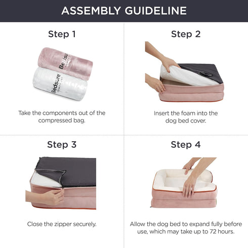 Bedsure Small Orthopedic Dog Bed, Washable Bolster Sofa Bed for Small Dogs, Supportive Foam, Pink, Waterproof Lining
