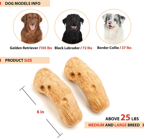 Willjoy 2-Pack Tough Dog Toys for Aggressive Chewers, Pine Wood and Nylon for Large Dogs
