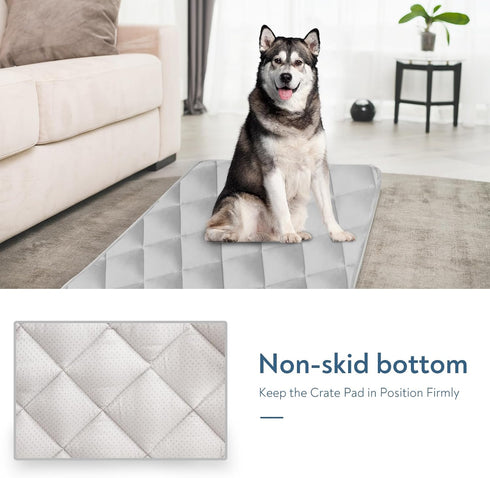 Dog Crate Pad 2 Pack, Soft Anti-Slip Bottom Mat, Machine Washable, Fits 36 Inch Dog Crate, Grey, 36" x 23"
