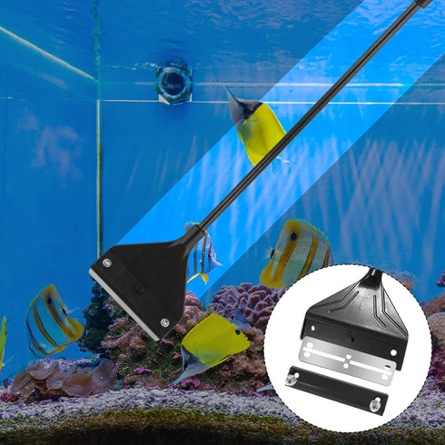 Algae Scraper for Glass Aquariums - 24.4 Inch Extendable Handle 2 in 1 Razor Scraper with 10 Blades for Fish Tank
