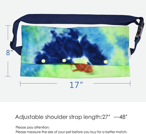 Small Animal Sling Carrier for Bearded Dragons, Lizard Carrier with Adjustable Strap (Blue-Green)
