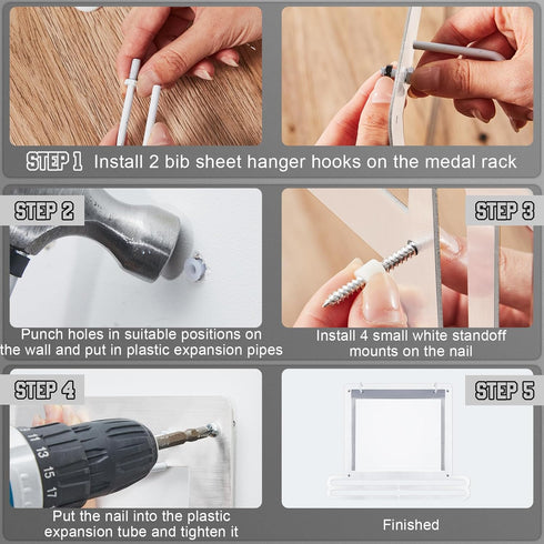 Wall Mounted Medal and Bib Display Rack - Perfect Gift for Runners
