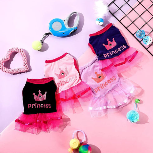 2 Pieces Dog Dresses for Small Dogs, Cute Girl Dog Dress for XS Puppies, Summer Clothes Apparel for Dogs and Cats