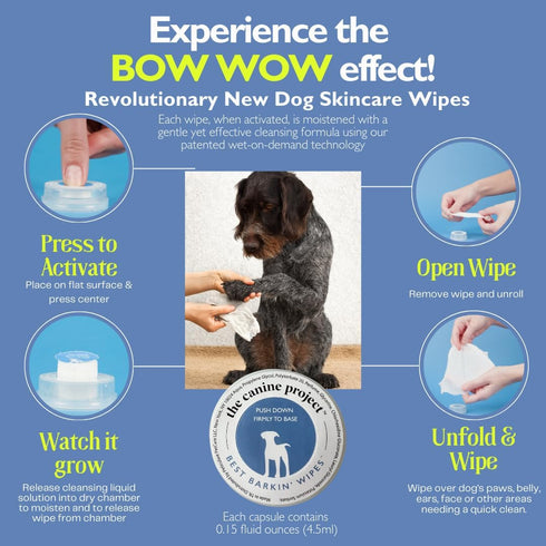 Best BARKIN' Wipes - Dog Wipes for Paws, Ears, and Butt - Micellar Aloe Scented - Travel Friendly - 12-Pack with Free