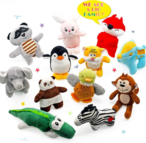 SHARLOVY Dog Squeaky Toys for Small Dogs, Stuffed Animal Chew Toy, Soft Plush Pet Toys Pack of 12 in Gift Box